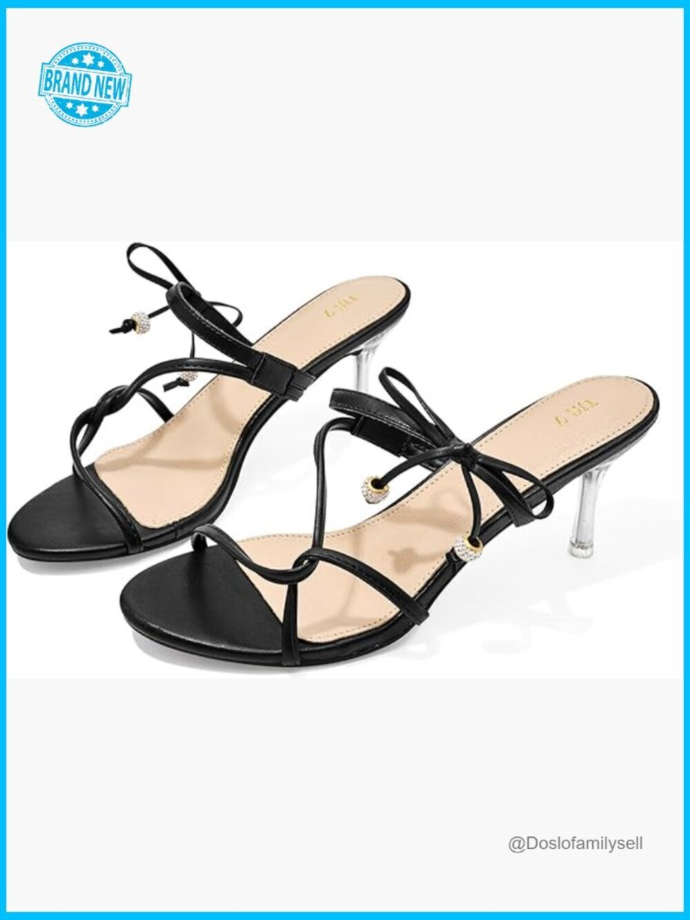 Strappy Stiletto Heel Open Toe Slip On Mules Slide Sandals for Women